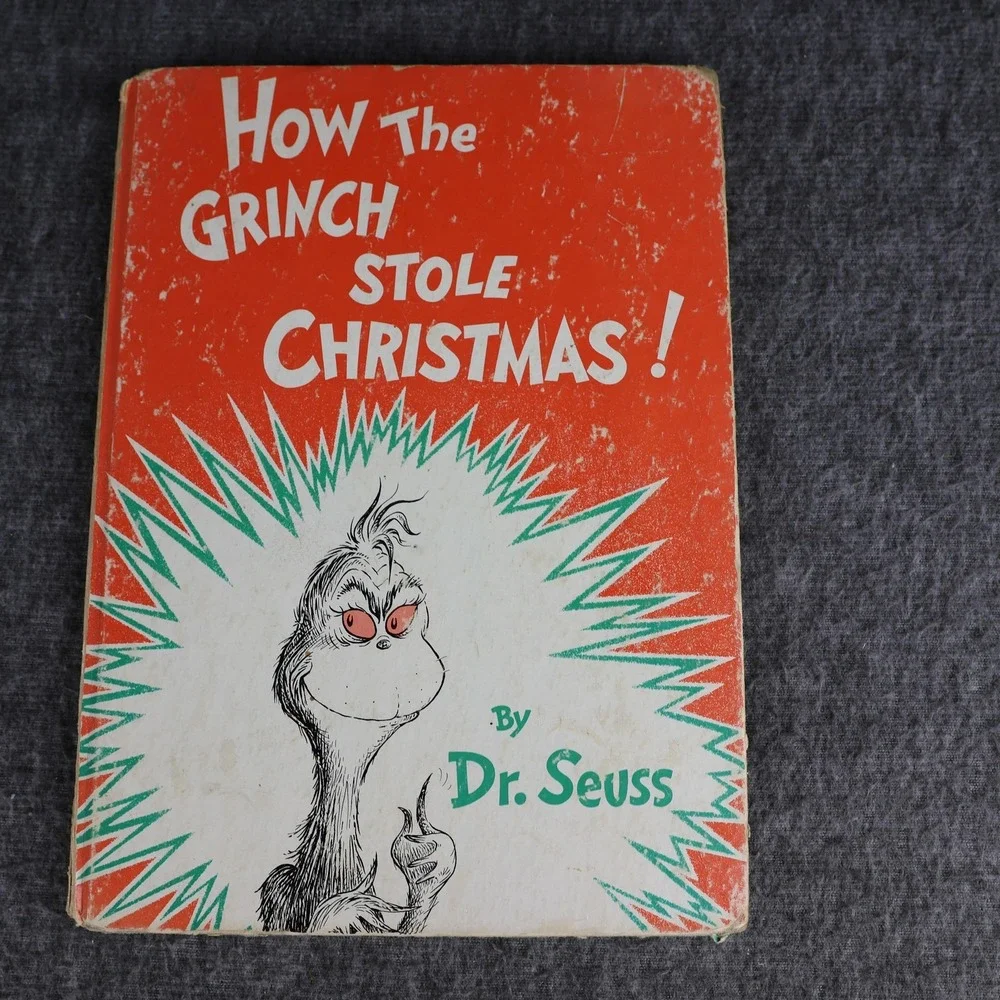 Vintage 1957 How The Grinch Stole Christmas Dr. Seuss Red Green HC USA Kids